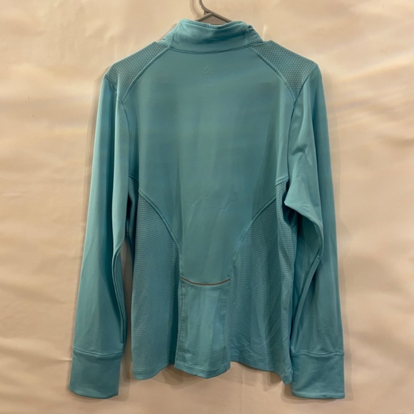 Adidas XL Light Blue Long Sleeve Quarter Zip Fitted Athletic Jacket - Picture 2 of 10